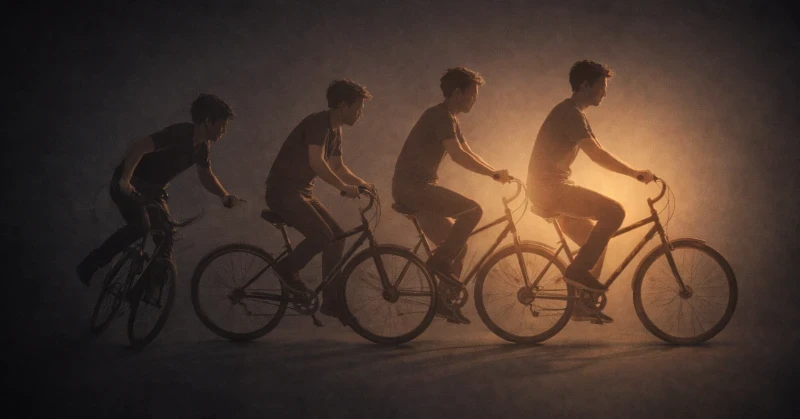 An image of person learning to ride a bike. This shows how our brain uses error as an information to upgrade itself.  