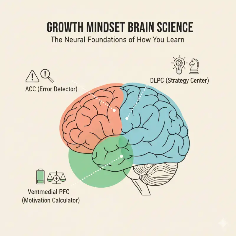 Image of the three reagions of the brain in different colors which show how our mindset works.