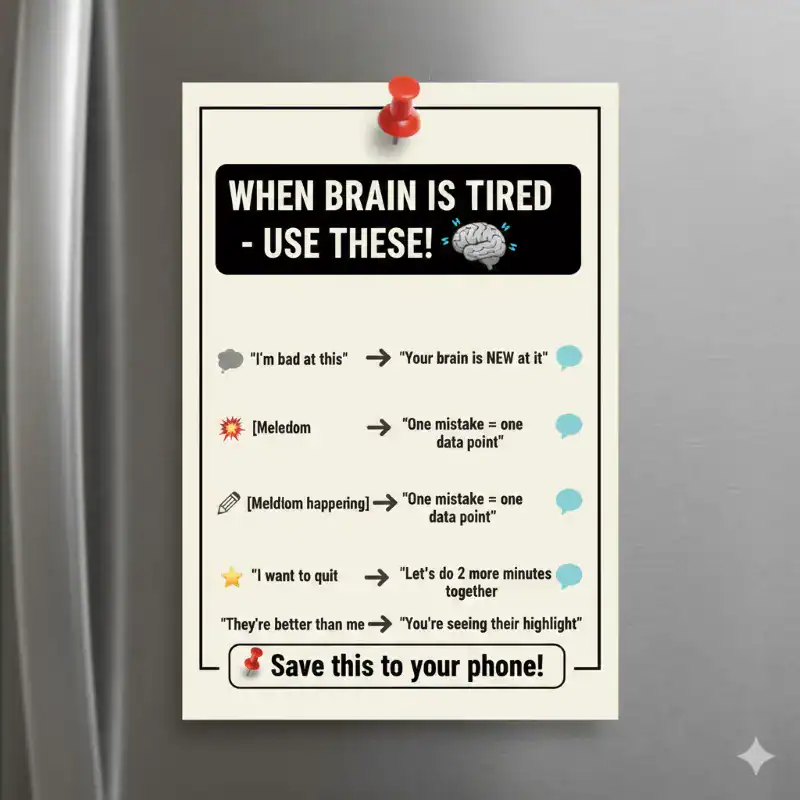 Image of a cheat sheet card to use as a practical tool that readers can actually use to help rasing confident children.  