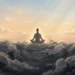 The image of the person sitting in meditation pose on the clouds of confusion, doubts and various confusions to show that you are not mind.