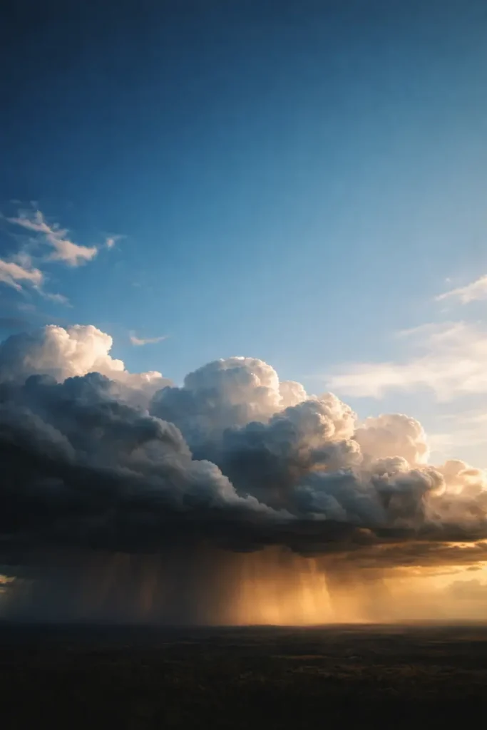 The image of the clouds with storm but above that there is a clear sky to show how mind is the weather and awareness is the sky. 