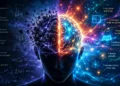 A vibrant illustration of a human silhouette with glowing neural pathways inside the brain, symbolizing growth mindset, learning, and neuroplasticity through challenge and transformation.