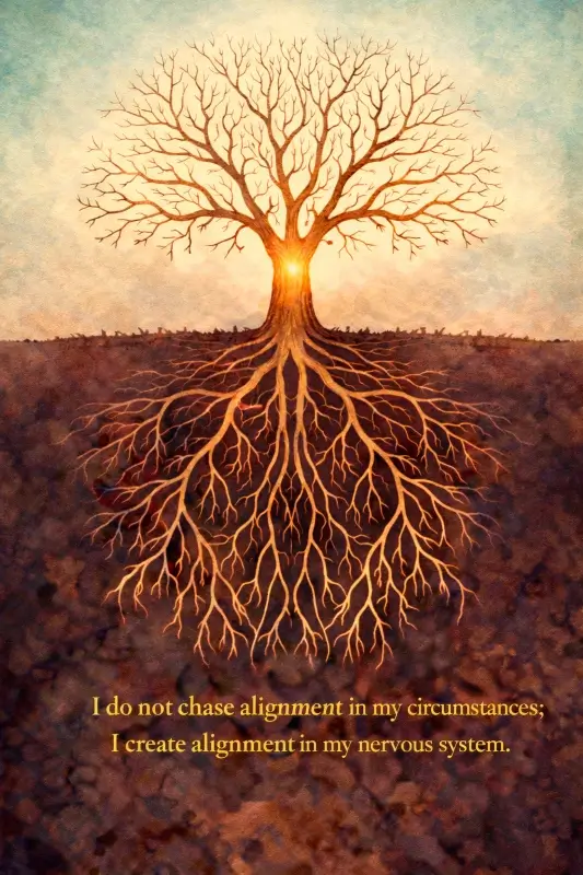 "I do not chase alignment in my circumstances; I create alignment in my nervous system."