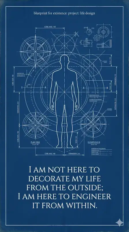 "I am not here to decorate my life from the outside; I am here to engineer it from within."  
