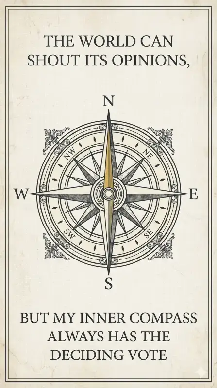 "The world can shout its opinions, but my inner compass always has the deciding vote."