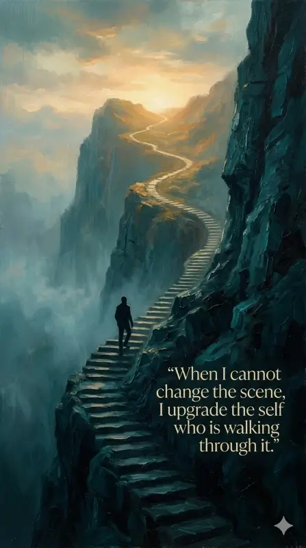 "When I cannot change the scene, I upgrade the self who is walking through it."