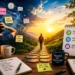 Illustration of overcoming mental overwhelm through focus and small steps, featuring a transition from stress and mental clutter to clarity, productivity, emotional balance, and personal growth.